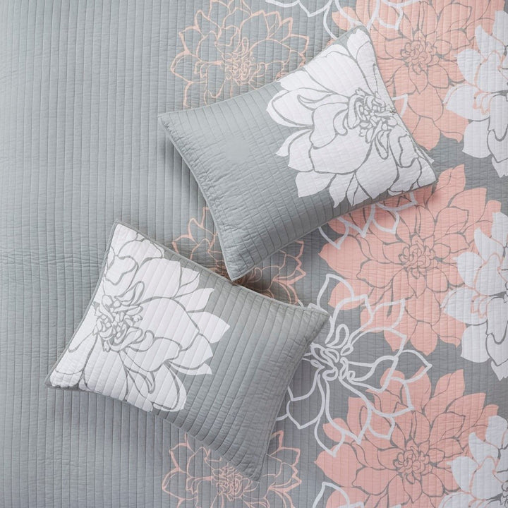 Gracie Mills Glenda 6-Piece Reversible Cotton Quilt Set Floral Aqua GRACE-3146 Image 3