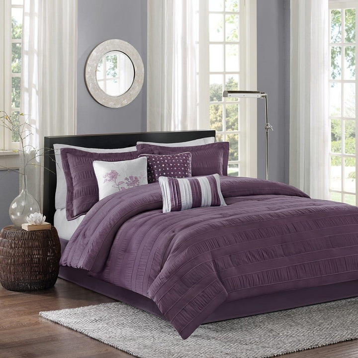 Gracie Mills Doyle Modern 7-Piece Wrinkle-Texture Stripe Comforter Set - GRACE-3229 Image 5