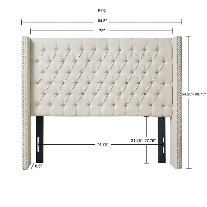 Gracie Mills Hendrix Winged Button Tufted Upholstered Headboard - GRACE-8466 Image 3