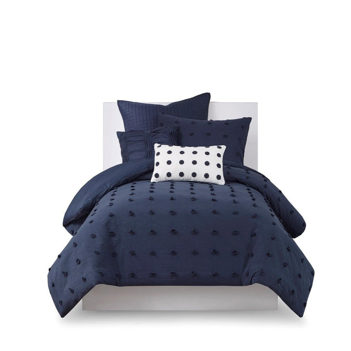 Gracie Mills Mikel Chenille Dot Cotton Jacquard Comforter Set with Euro Shams and Throw Pillows - GRACE-9444 Image 10