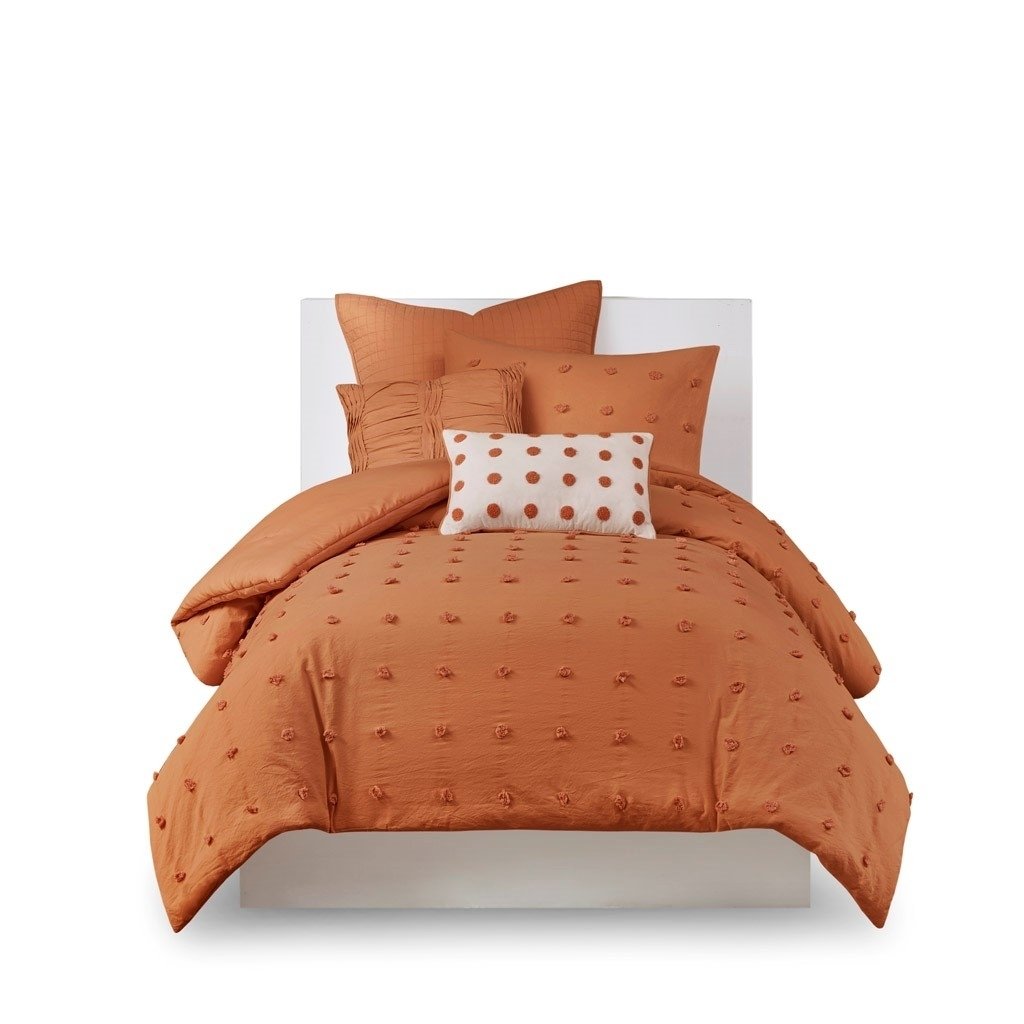 Gracie Mills Mikel Chenille Dot Cotton Jacquard Comforter Set with Euro Shams and Throw Pillows - GRACE-9444 Image 11