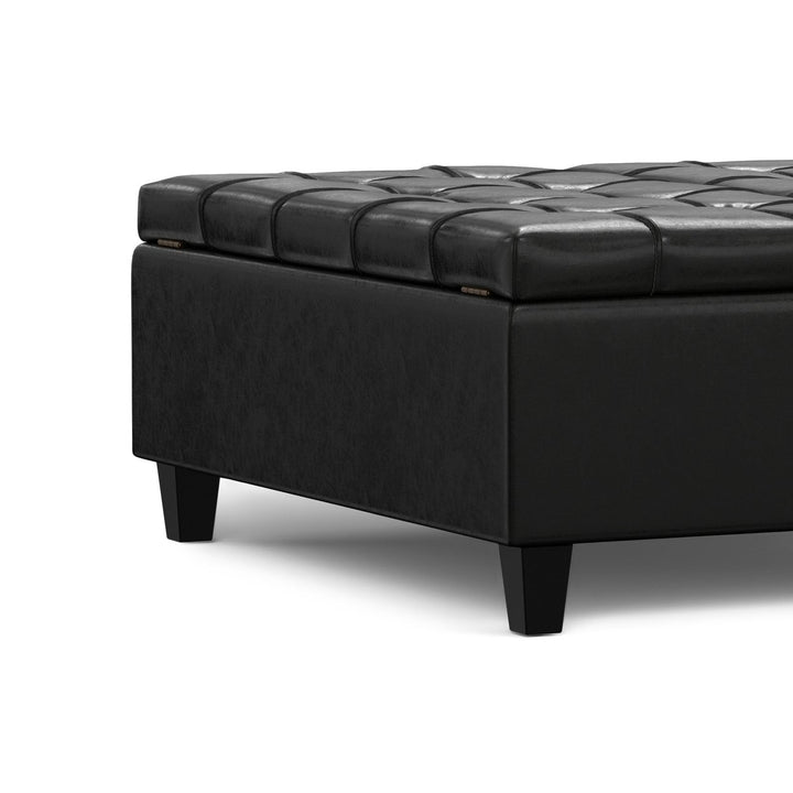 Harrison Large Square Coffee Table Storage Ottoman Vegan Leather Multiple Colors Image 5