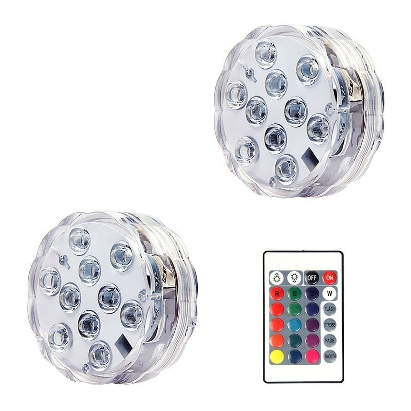 10 LED Submersible Lights IP68 Waterproof RGB Multicolor Remote Control Pool Lighting Image 2