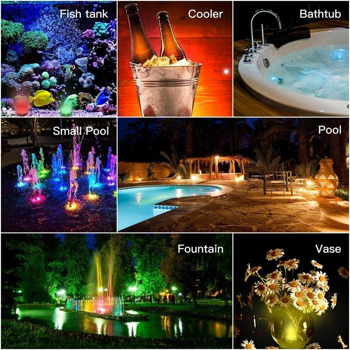 10 LED Submersible Lights IP68 Waterproof RGB Multicolor Remote Control Pool Lighting Image 3