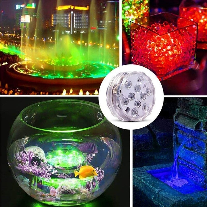 10 LED Submersible Lights IP68 Waterproof RGB Multicolor Remote Control Pool Lighting Image 4