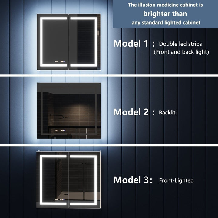 Illusion-B 30x36 LED Lighted Mirrored Medicine Cabinet with Magnifiers Image 5