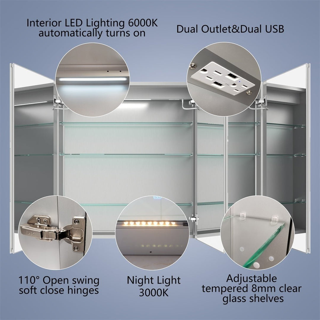 Boost-M2 48" W x 36" H Bathroom Light Medicine Cabinets with Vanity Mirror Recessed or Surface Image 11