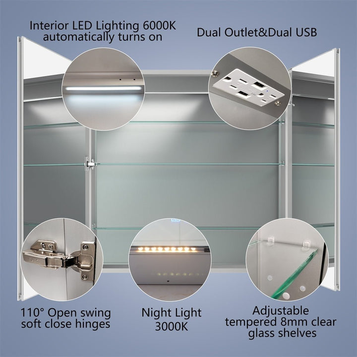 Boost-M2 36x36 Bathroom Lighted Medicine Cabinet with Mirror Recessed Surface Mount Image 11