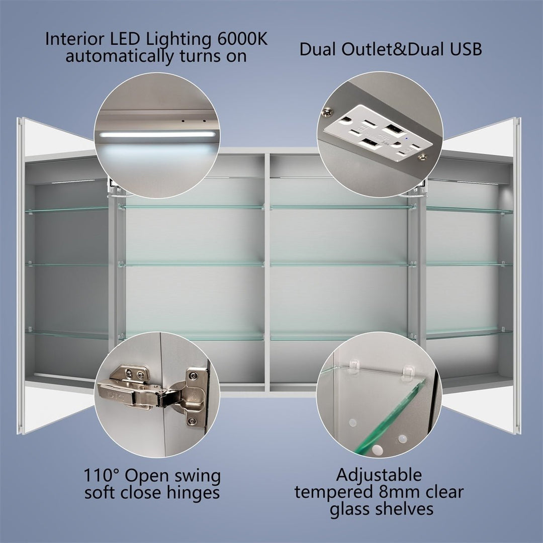 Boost-M1 40" x 30" Lighted Medicine Cabinet Aluminum Adjustable Shelves Mirror Image 8