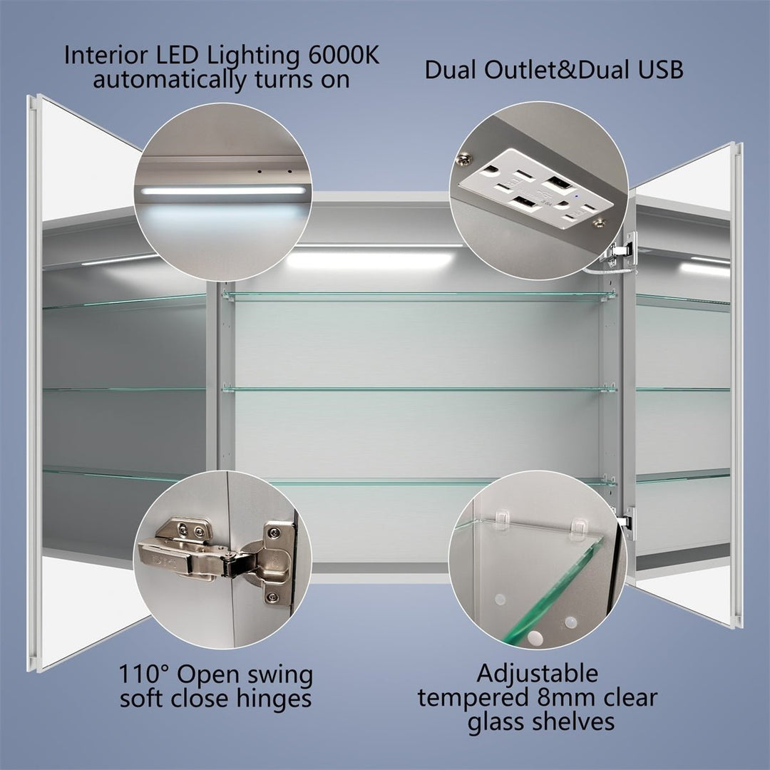 Boost-M1 32x30 Inch Light Medicine Cabinet Aluminum Adjustable Shelves Mirror Image 8