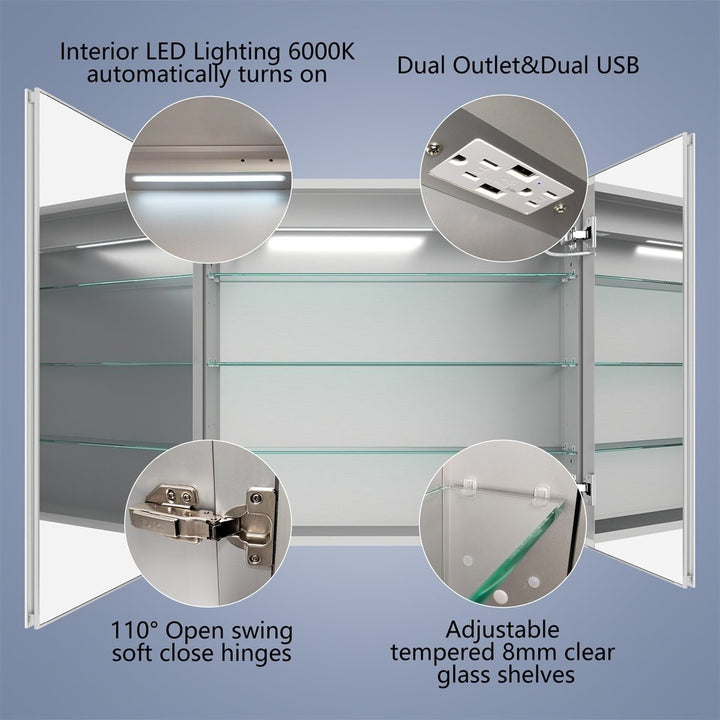 Boost-M1 32x30 Inch Light Medicine Cabinet Aluminum Adjustable Shelves Mirror Image 8