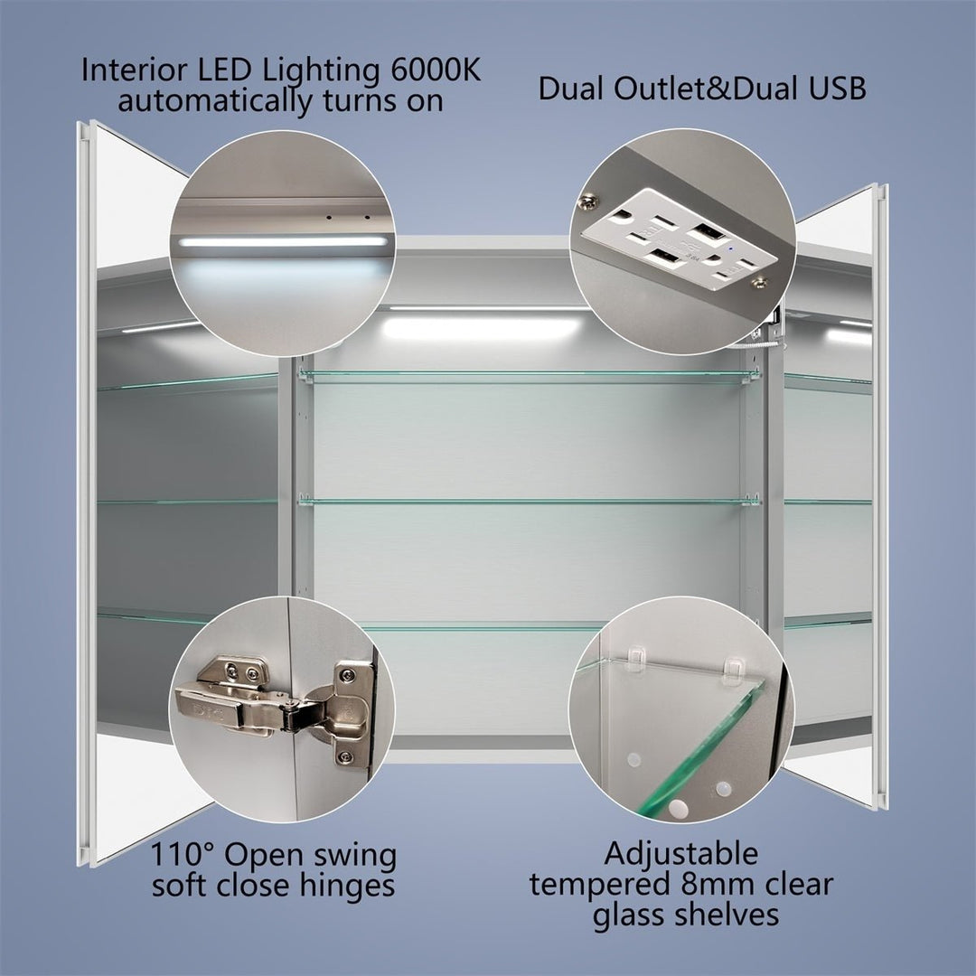 Boost-M1 Light Medicine Cabinet 28W x 30H Recessed Surface Mount Aluminum Mirror Adjusted Shelves Image 8