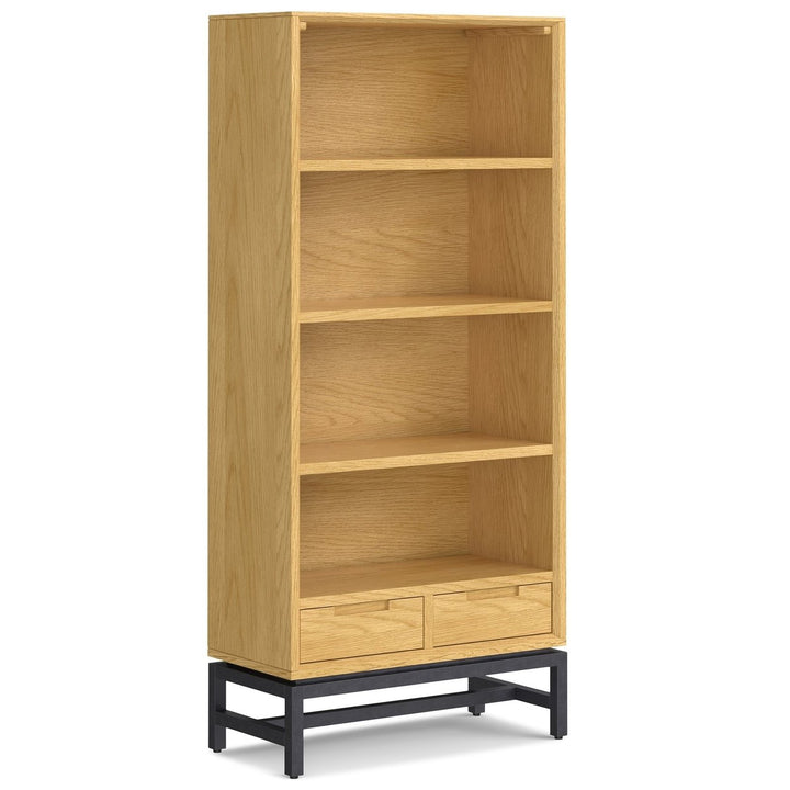 Banting Bookcase Solid Rubberwood Oak 30x14 Modern Industrial Adjustable Shelves Image 1