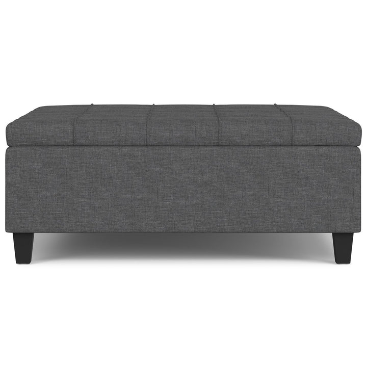 Harrison Large Square Coffee Table Storage Ottoman Linen Tufted Lift Top Modern Image 7