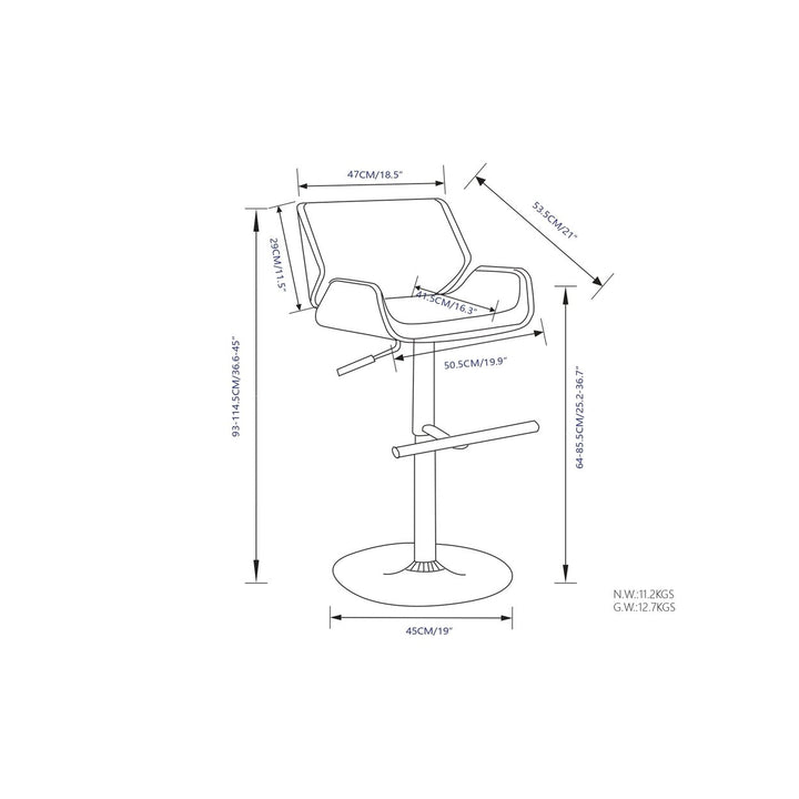 Dixie Adjustable Swivel Bar Stool Image 12