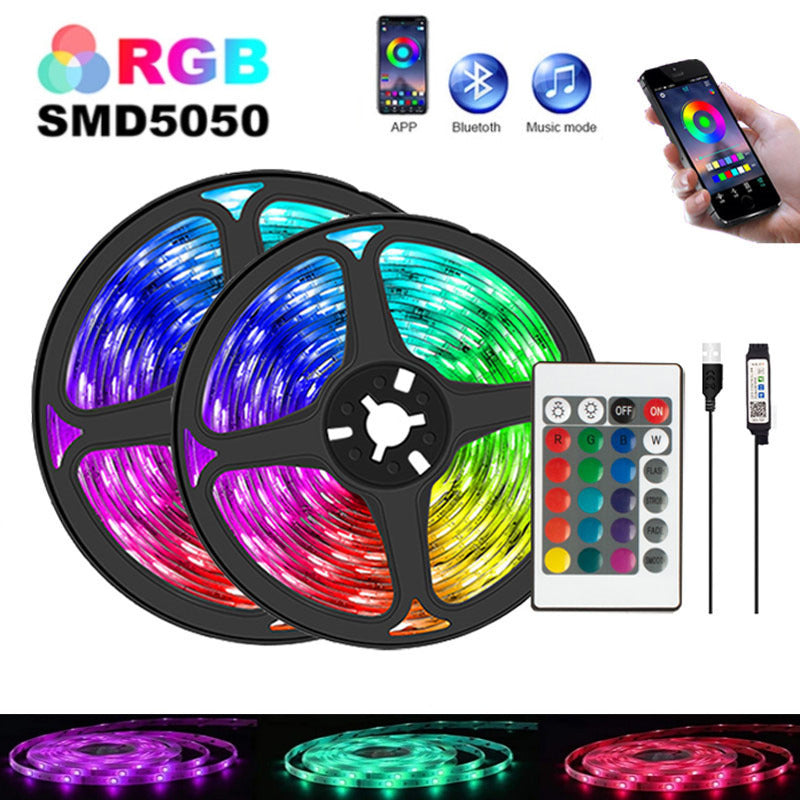 RGB 5050 LED Strip Bluetooth Remote Tape Decor for Room LED Light String1M/3M/5M/10M/15M/20M PC TV Backlight Neon LED Image 1