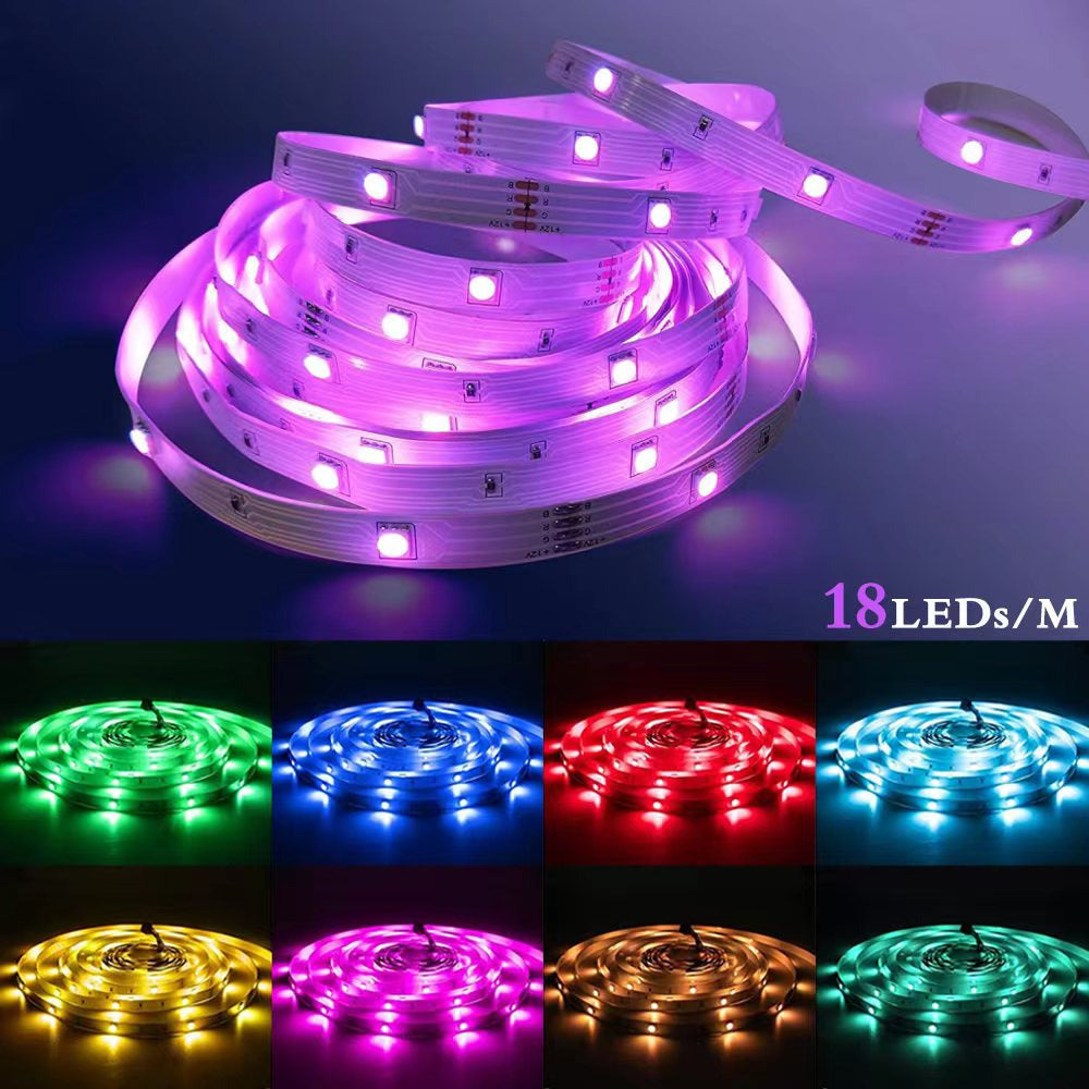 RGB 5050 LED Strip Bluetooth Remote Tape Decor for Room LED Light String1M/3M/5M/10M/15M/20M PC TV Backlight Neon LED Image 2