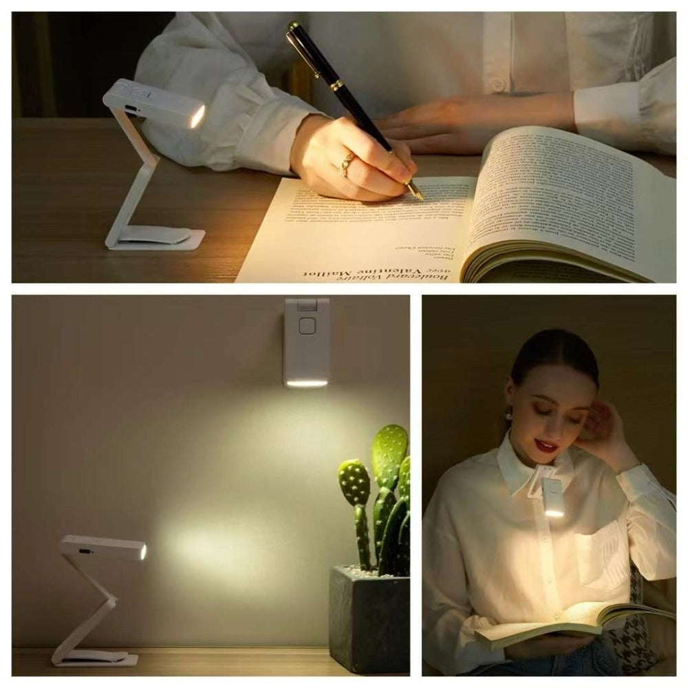 Mini Folding Clip Book Light Rechargeable Portable Night Lamp Bookmark 2W ABS Image 2