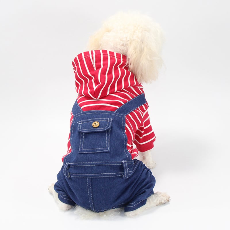 Jean Dog Hoodies Striped Plaid Small Medium Dogs Cats Casual Clothing Outfits Image 1