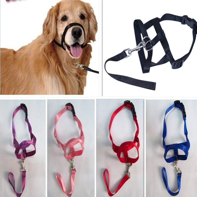 Adjustable Nylon Dog Muzzle Anti-Bark Bite Training Head Collar Size S-2XL Image 1