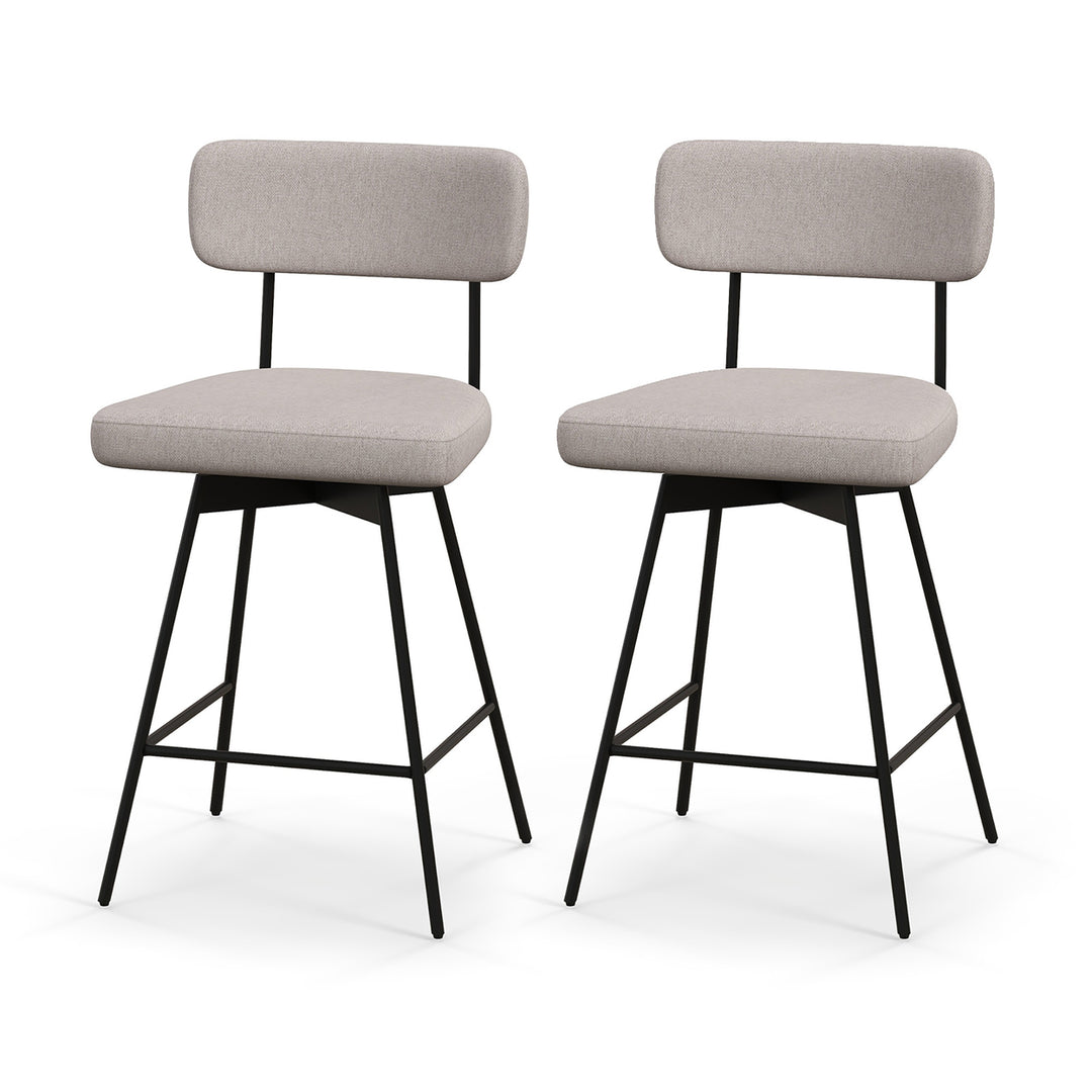 2PCS Swivel Bar Stool 25 Upholstered Bar Height Dining Chair w/ Footrest Image 4