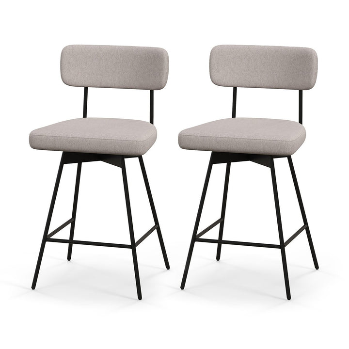 2PCS Swivel Bar Stool 25 Upholstered Bar Height Dining Chair w/ Footrest Image 1