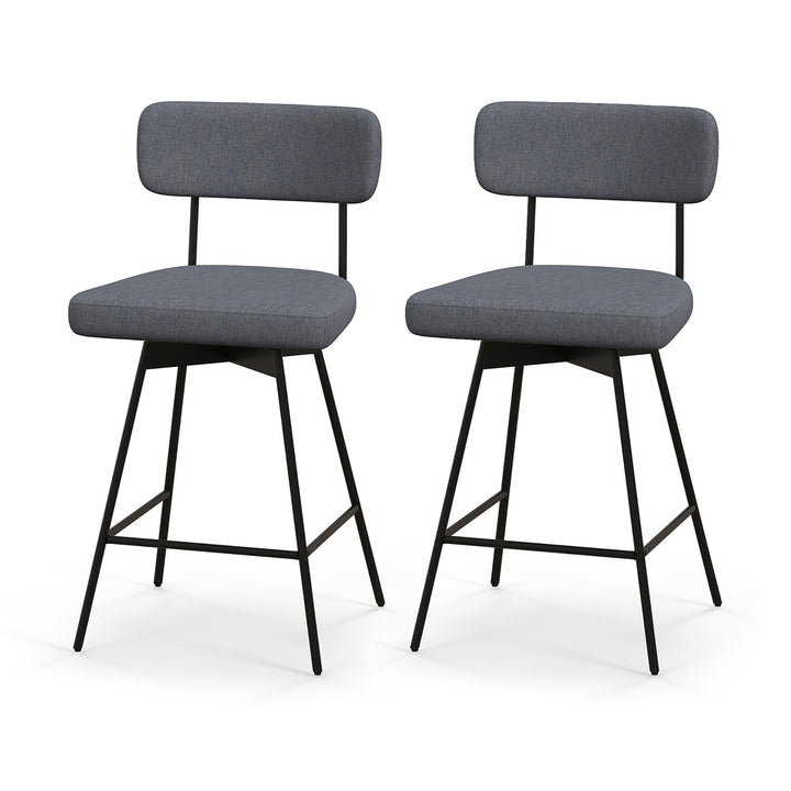 2PCS Swivel Bar Stool 25 Upholstered Bar Height Dining Chair w/ Footrest Image 5