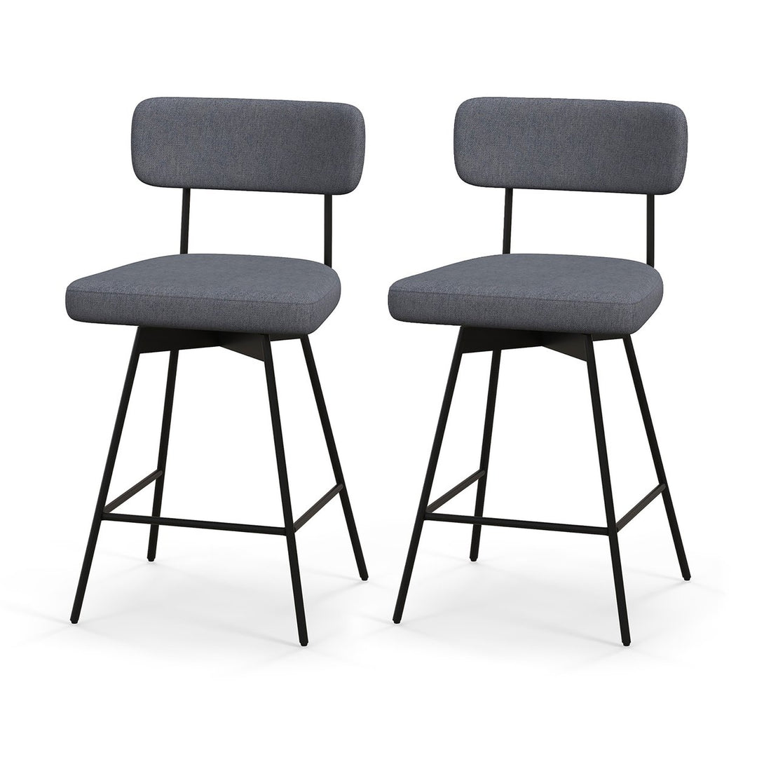 2PCS Swivel Bar Stool 25 Upholstered Bar Height Dining Chair w/ Footrest Image 1