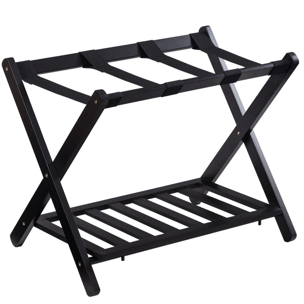 Set of 3 Folding Luggage Rack with Shelf Travel Suitcase Shoe Storage Holder Image 2