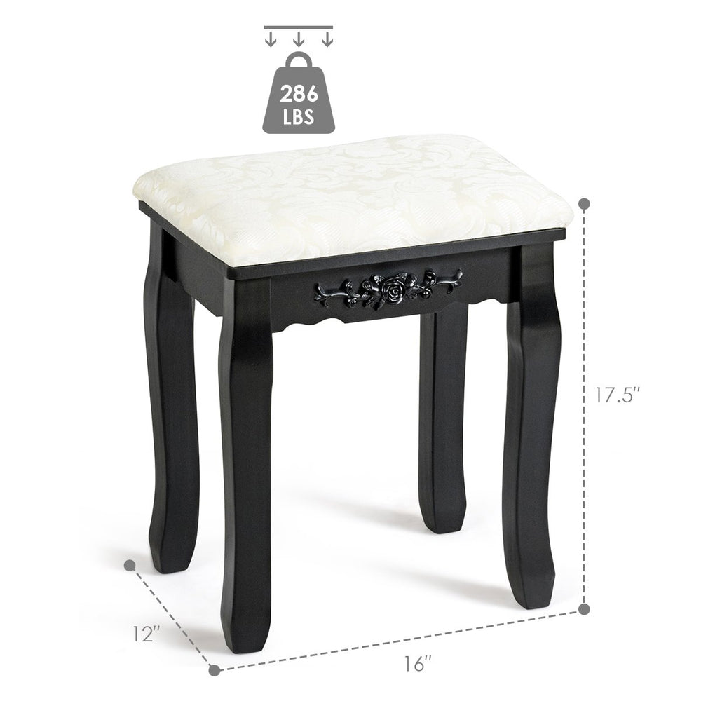 Dressing Stool Vanity Makeup Pad Cushioned Chair Black Image 2