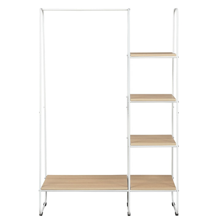 Clothes Garment Rack Free Standing Storage Tower w/Metal Frame White Image 3