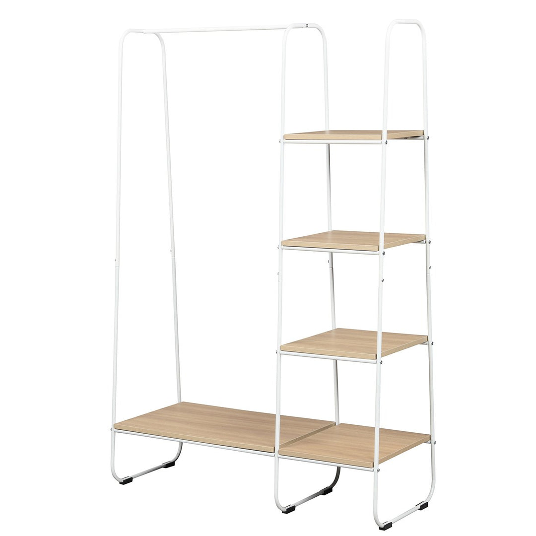 Clothes Garment Rack Free Standing Storage Tower w/Metal Frame White Image 4