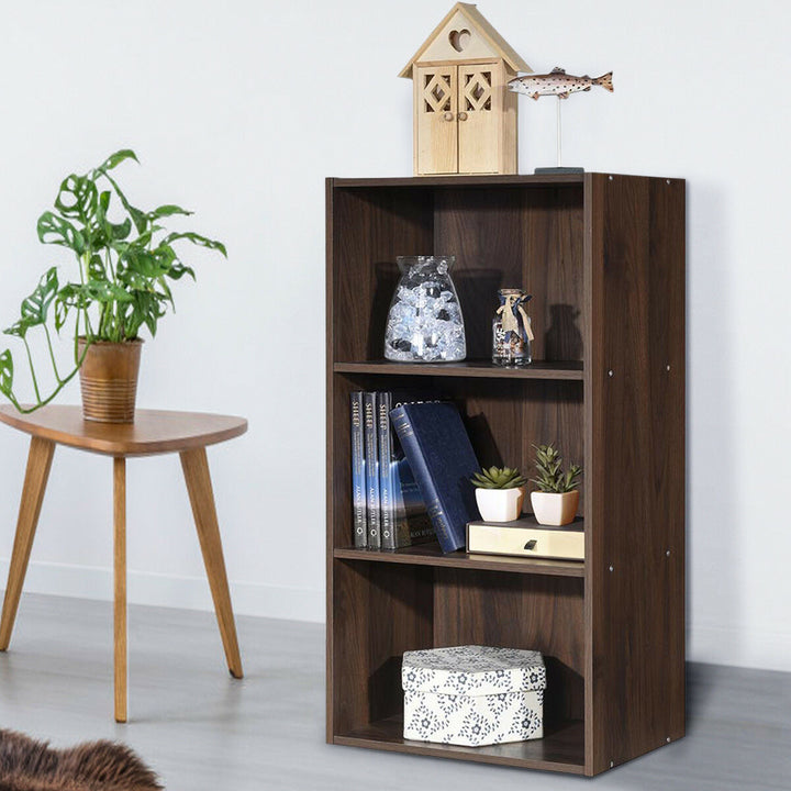 Costway 3 Open Shelf Bookcase Modern Multi-functional Storage Display Cabinet BlackWalnut Image 4