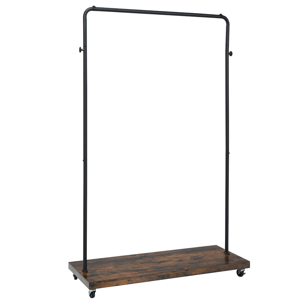 Industrial Pipe Style Rolling Garment Rack Clothes Rack on Wheels / Wood Shelf Image 2