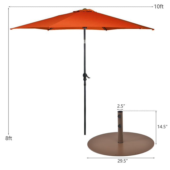 Costway 10ft Patio Umbrella Outdoor W/ 59 LBS Heavy-Duty Round Umbrella Stand Image 2