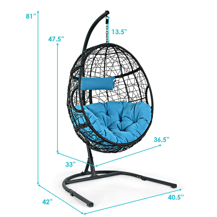 Hammock Chair with Stand Hanging Cushioned Swing Egg Chair for Indoor Image 2