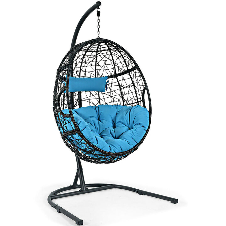 Hammock Chair with Stand Hanging Cushioned Swing Egg Chair for Indoor Image 3