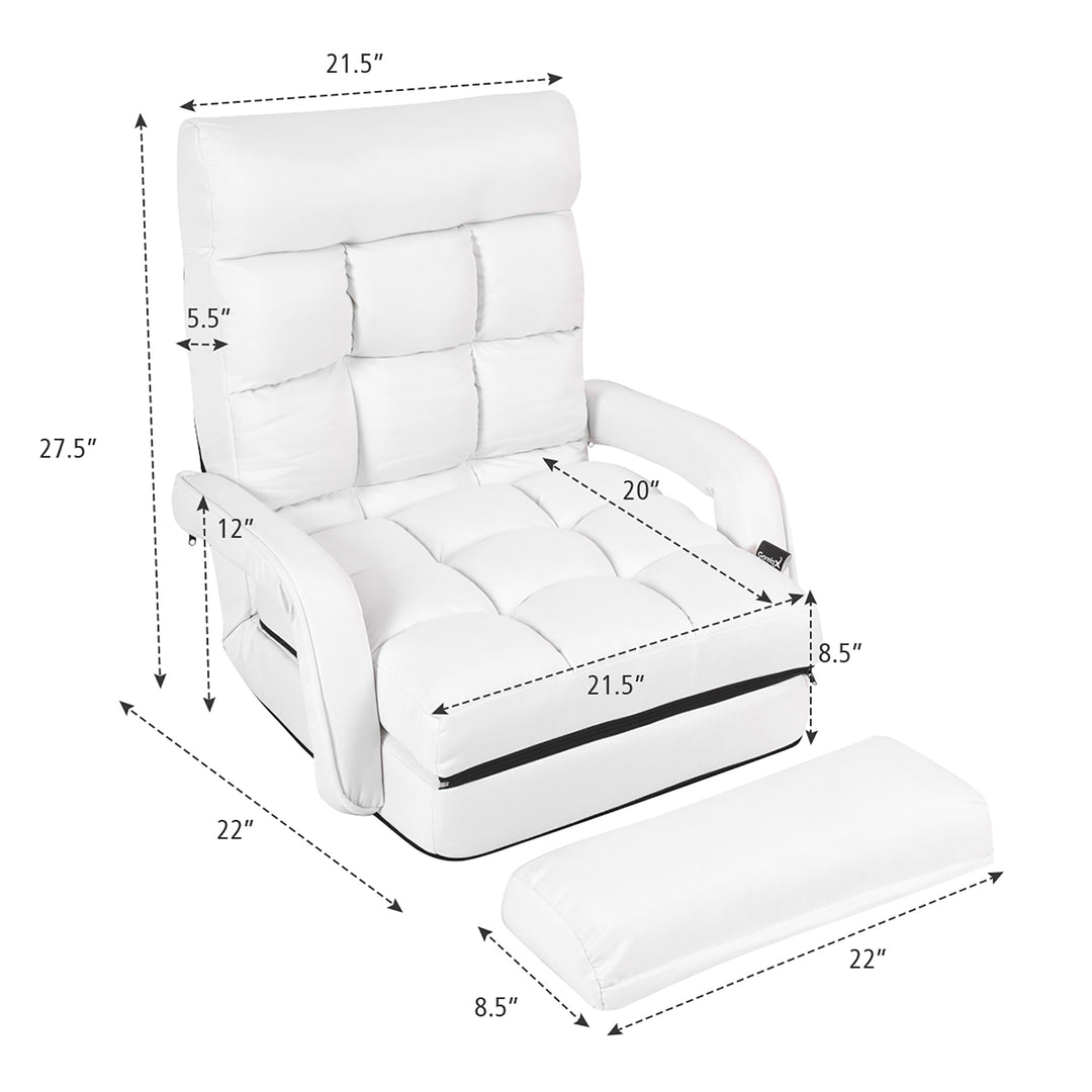 Costway Folding Floor Single Sofa Massage Recliner Chair W/ a Pillow 5 Adjustable Backrest Position Leisure Lounge Couch Image 3