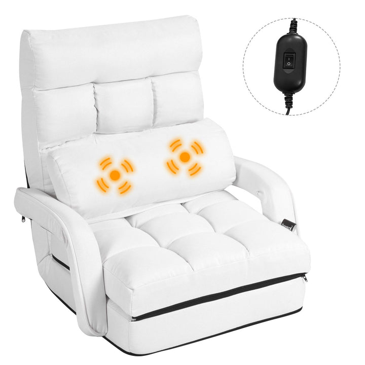 Costway Folding Floor Single Sofa Massage Recliner Chair W/ a Pillow 5 Adjustable Backrest Position Leisure Lounge Couch Image 5