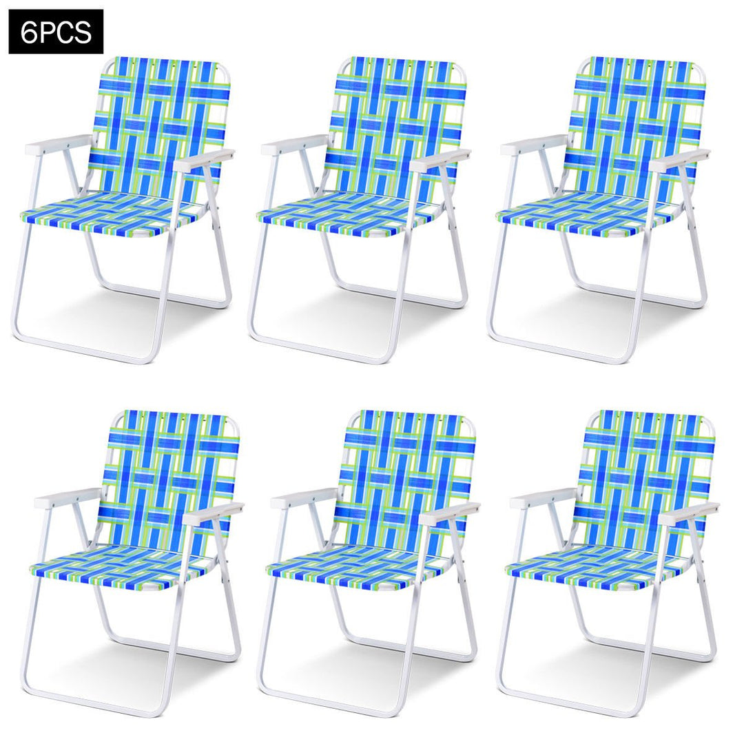 Costway 6pcs Folding Beach Chair Camping Lawn Webbing Chair Lightweight 1 Position Image 1