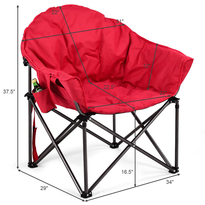 Oversized Saucer Moon Folding Camping Chair Padded Seat w/Cup HolderandCarry Bag Image 2