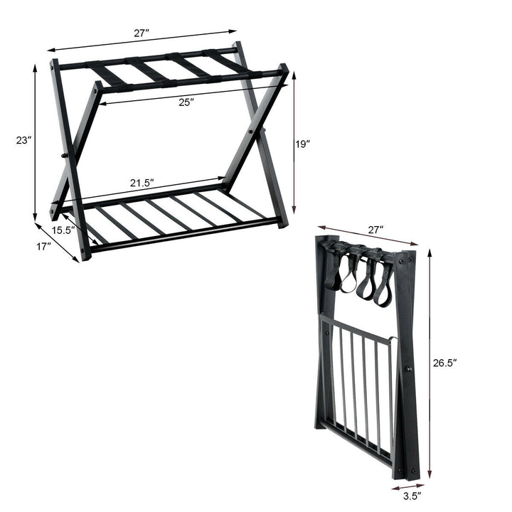 Set of 4 Folding Luggage Rack with Shelf Travel Suitcase Shoe Storage Holder Image 2