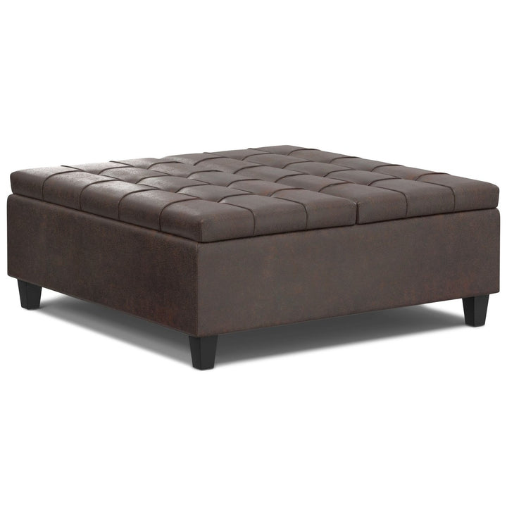 Harrison Large Square Coffee Table Storage Ottoman in Multiple Colors and Styles Image 5