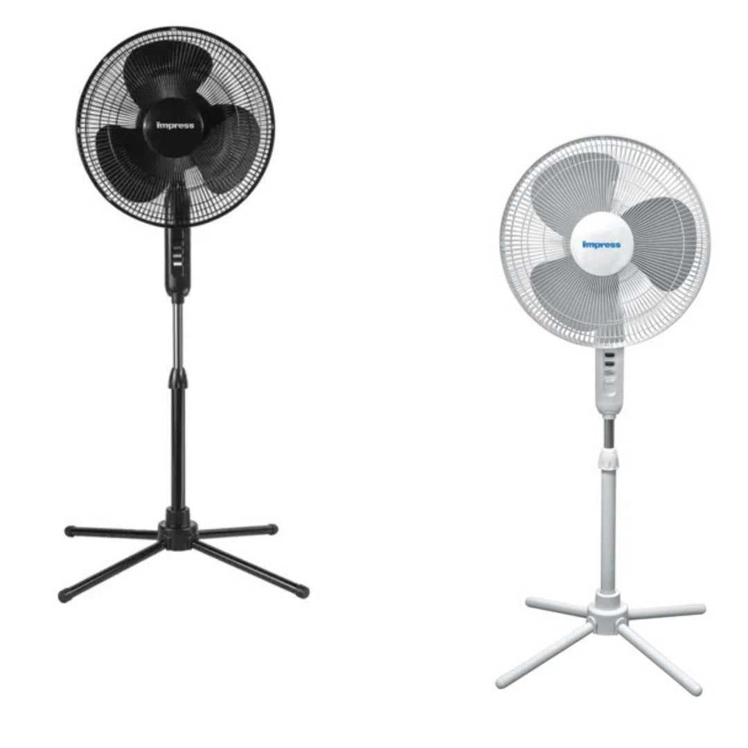 Impress 16-Inch Oscillating Stand Floor Fan 3-Speed Adjustable Height Metal Base Image 1