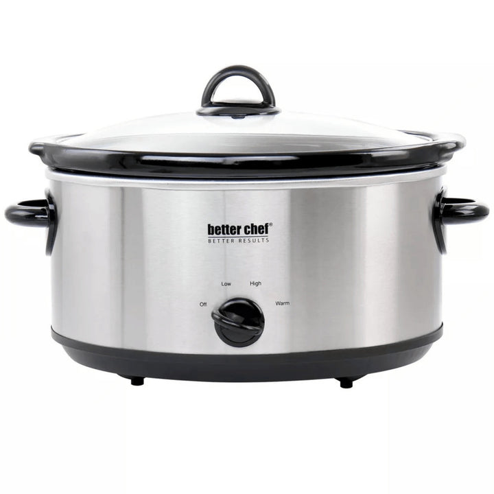 Better Chef 6 Quart Stainless Steel Slow Cooker Removable Stoneware Crock IM-469S Image 1