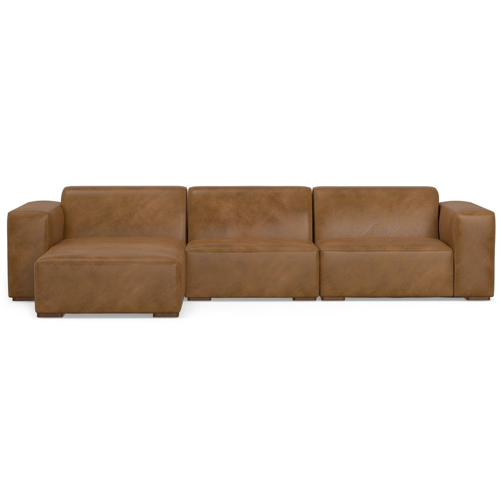 Rex 2 Seater Left Chaise Sofa Genuine Leather Modular Sectional Couch Beige Image 2