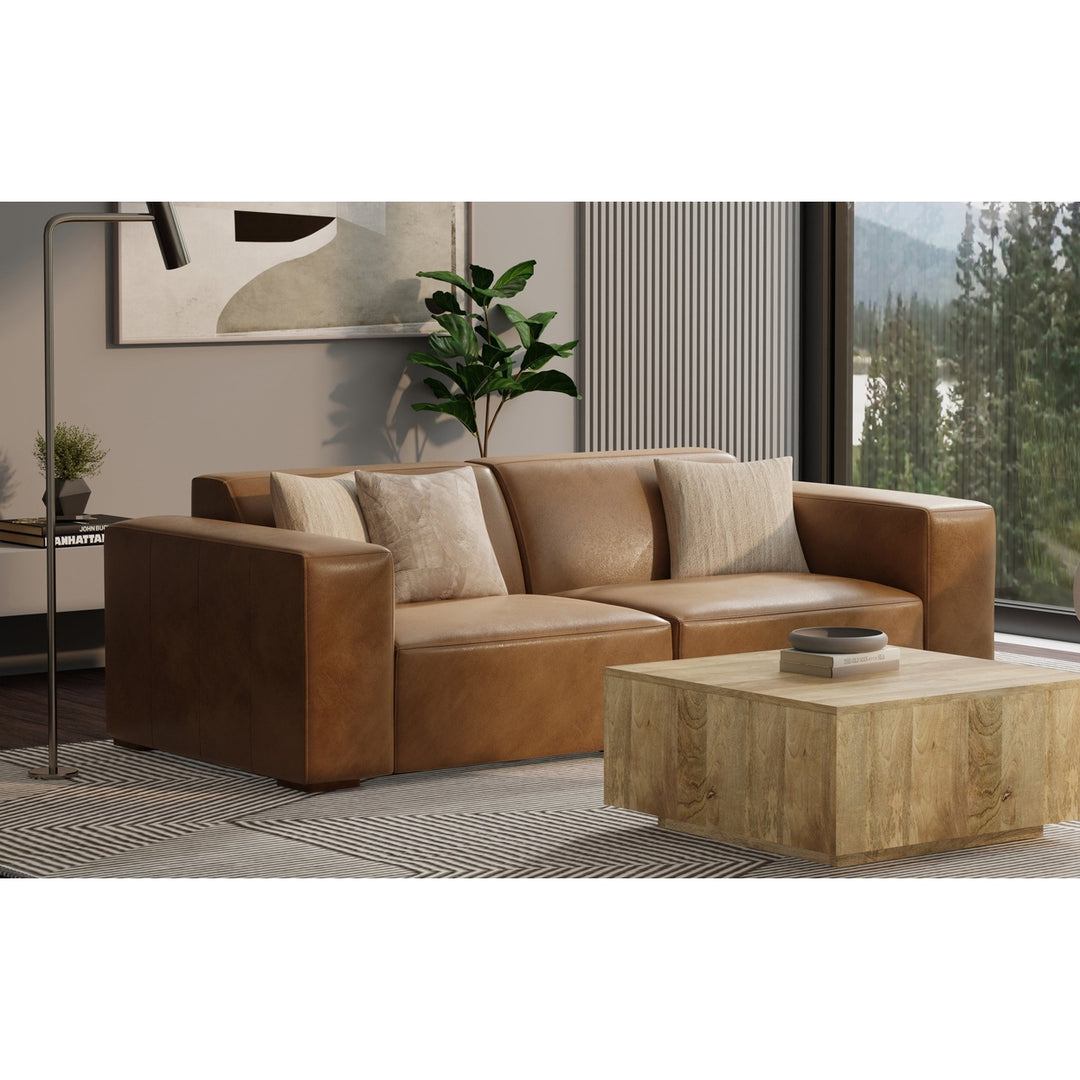 Rex 2 Seater Modular Sofa Genuine Leather Oversized Loveseat Medium Firmness Image 3