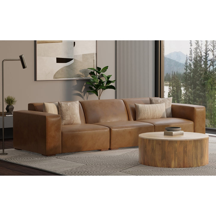 Rex 3 Seater Sofa Genuine Leather Boxy Design Modular Comfort Home Furniture Image 3