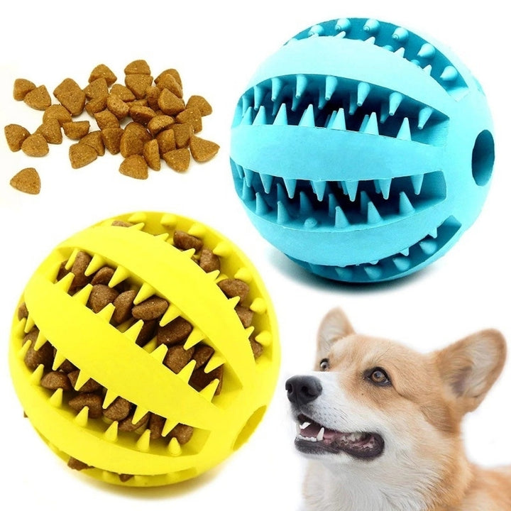 VZZ Natural Rubber Dog Chew Toy Interactive Treat Ball 5cm Extra-Tough Toy Image 1