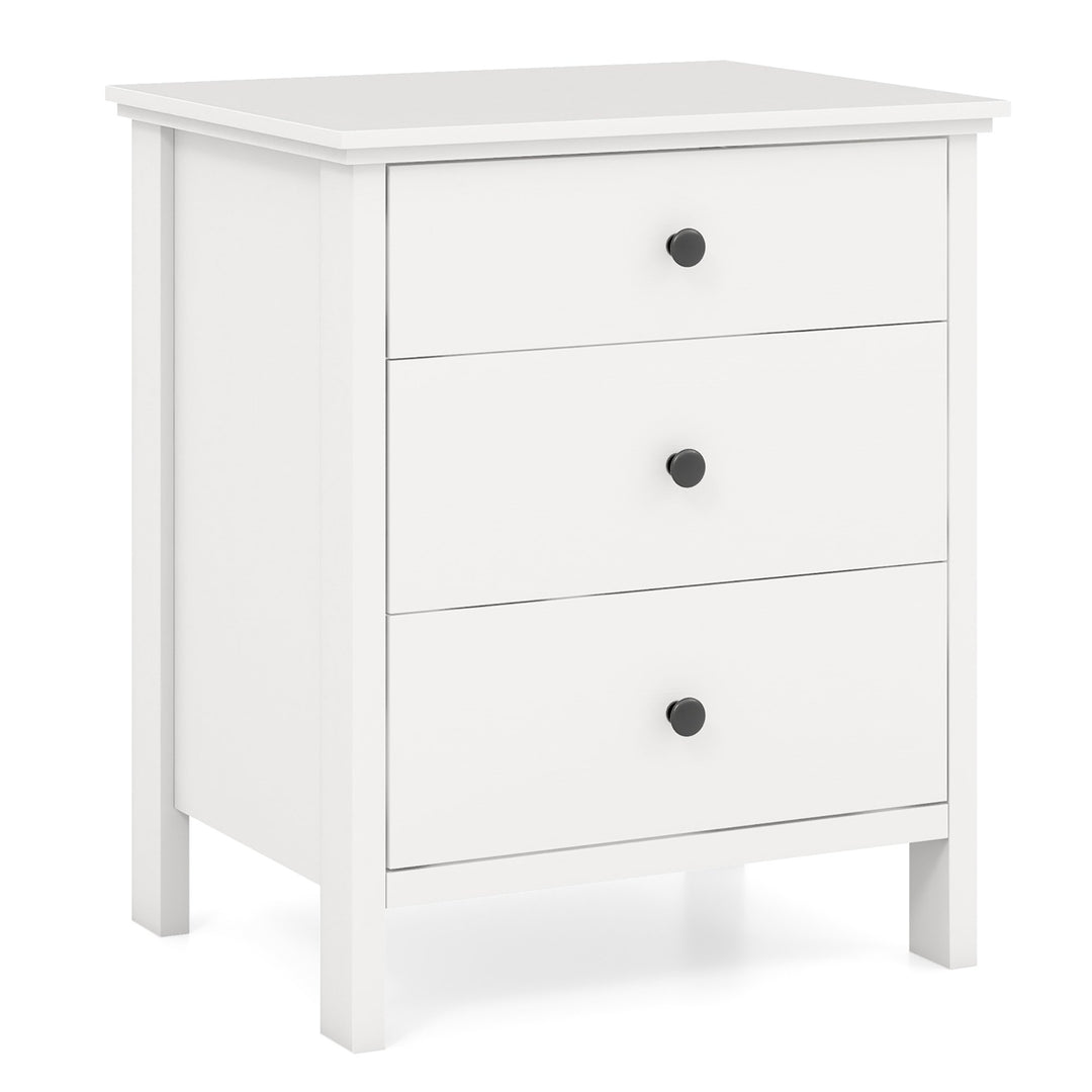 3-Drawer Nightstand Wooden Bedside Table Modern Side End Table Space-Saving White Image 9